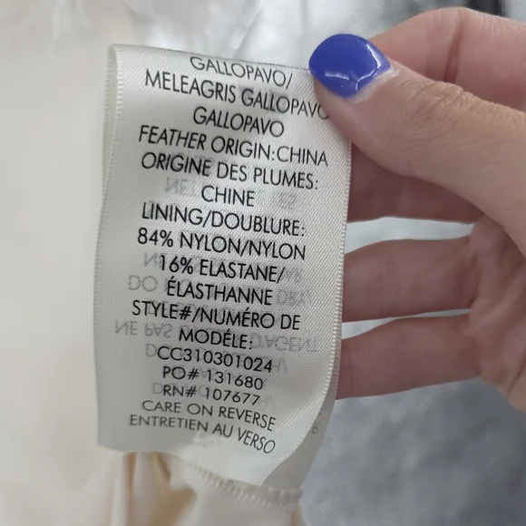 Alice + Olivia Cream Feather Sleeve Crop Top - Picture 6 of 8